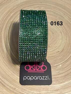 Paparazzi Fade Out Green Rhinestone Urban Wrap Snap Bracelet